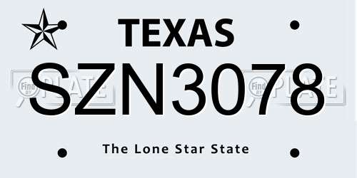 SZN3078 Texas License Plate