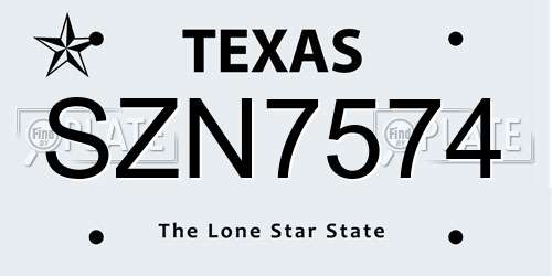 SZN7574 Texas License Plate