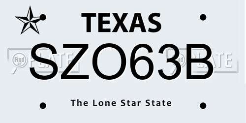 SZO63B Texas License Plate