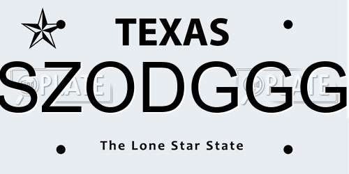 SZODGGG Texas License Plate
