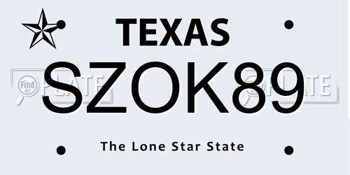 SZOK89 Texas License Plate