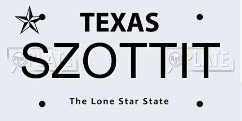 SZOTTIT Texas License Plate