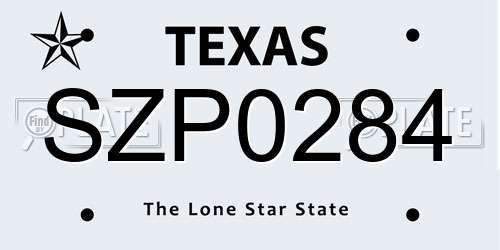 SZP0284 Texas License Plate