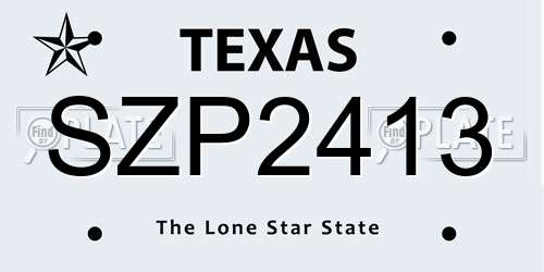 SZP2413 Texas License Plate
