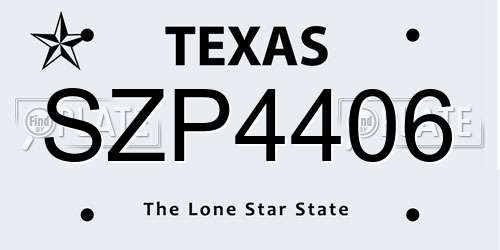 SZP4406 Texas License Plate