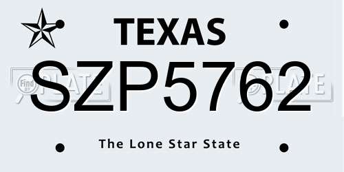 SZP5762 Texas License Plate