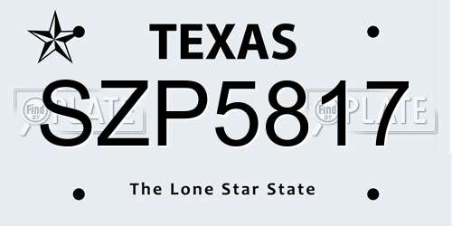 SZP5817 Texas License Plate