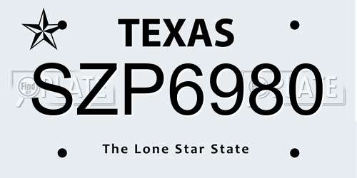 SZP6980 Texas License Plate