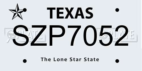 SZP7052 Texas License Plate