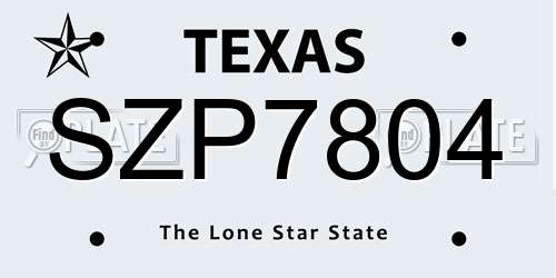 SZP7804 Texas License Plate