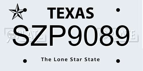 SZP9089 Texas License Plate