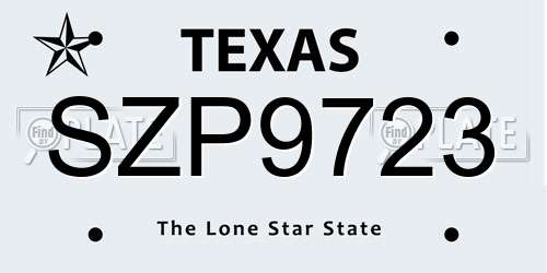 SZP9723 Texas License Plate