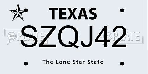 SZQJ42 Texas License Plate