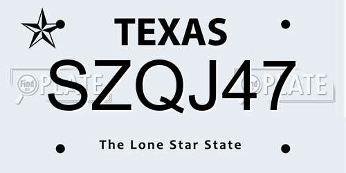 SZQJ47 Texas License Plate