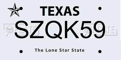 SZQK59 Texas License Plate