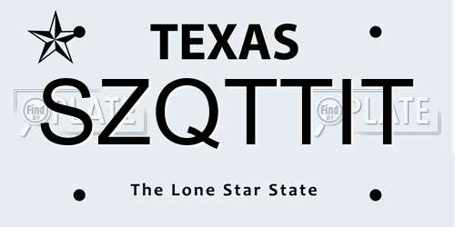 SZQTTIT Texas License Plate