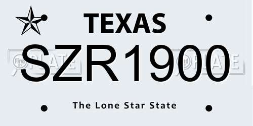 SZR1900 Texas License Plate