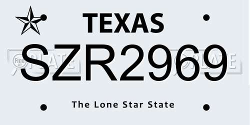 SZR2969 Texas License Plate