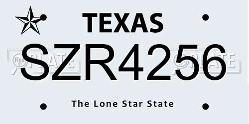 SZR4256 Texas License Plate