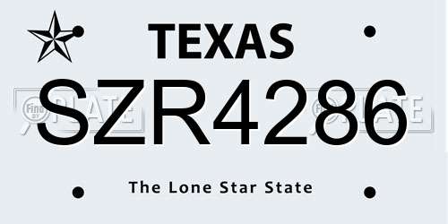 SZR4286 Texas License Plate