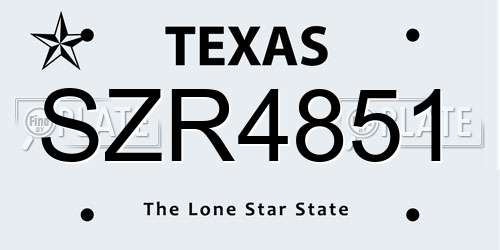 SZR4851 Texas License Plate