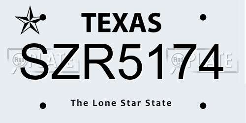 SZR5174 Texas License Plate