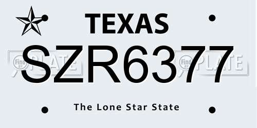 SZR6377 Texas License Plate