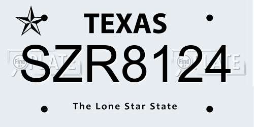 SZR8124 Texas License Plate
