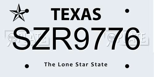 SZR9776 Texas License Plate