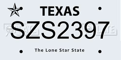 SZS2397 Texas License Plate