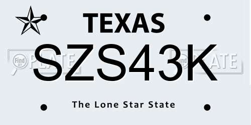 SZS43K Texas License Plate