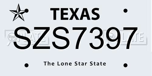 SZS7397 Texas License Plate