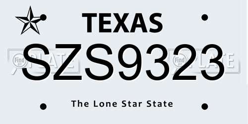 SZS9323 Texas License Plate