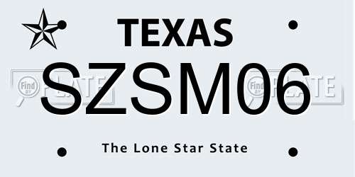 SZSM06 Texas License Plate
