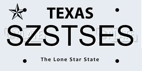 SZSTSES Texas License Plate