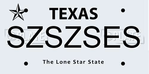 SZSZSES Texas License Plate