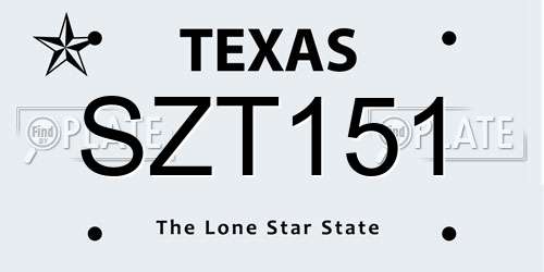SZT151 Texas License Plate