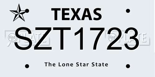 SZT1723 Texas License Plate
