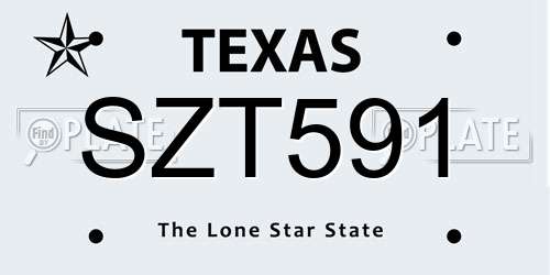 SZT591 Texas License Plate
