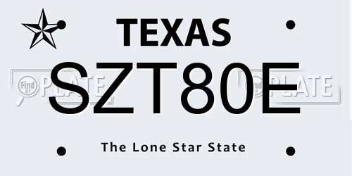 SZT80E Texas License Plate