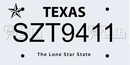 SZT9411 Texas License Plate