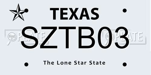 SZTB03 Texas License Plate