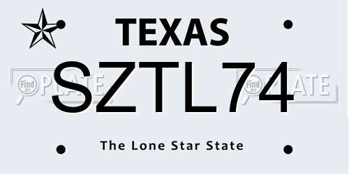SZTL74 Texas License Plate