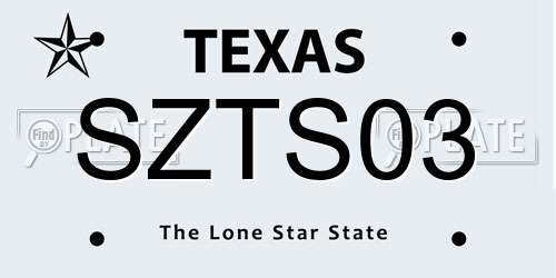 SZTS03 Texas License Plate
