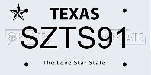 SZTS91 Texas License Plate