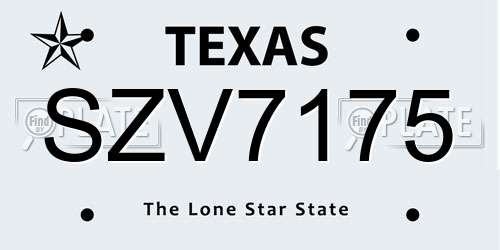 SZV7175 Texas License Plate