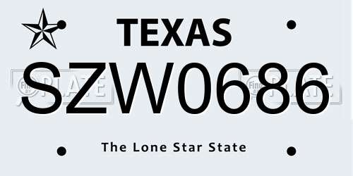 SZW0686 Texas License Plate