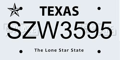 SZW3595 Texas License Plate