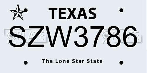 SZW3786 Texas License Plate