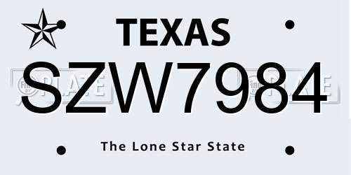 SZW7984 Texas License Plate